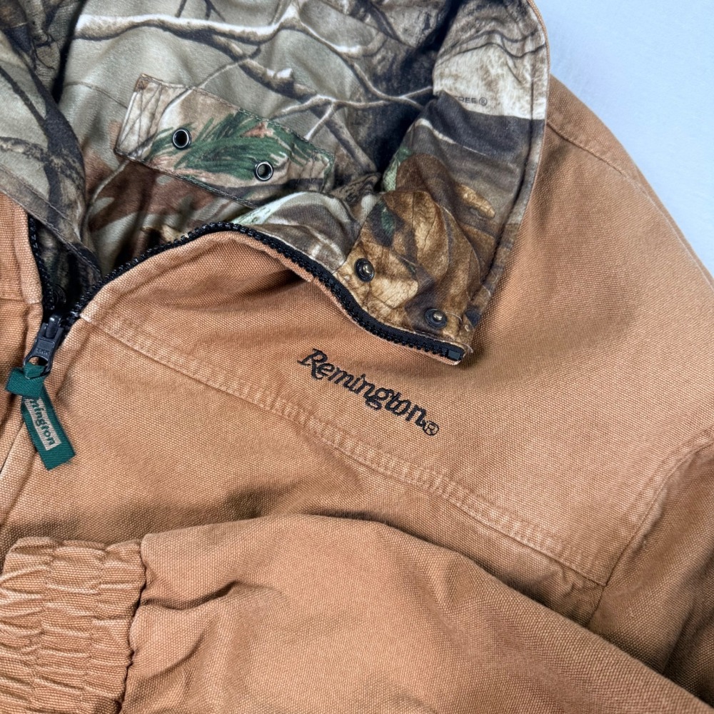 Y2k Remington Mens XL Reversible‎ Jacket Brown Duck Canvas Realtree Camo Hunting
